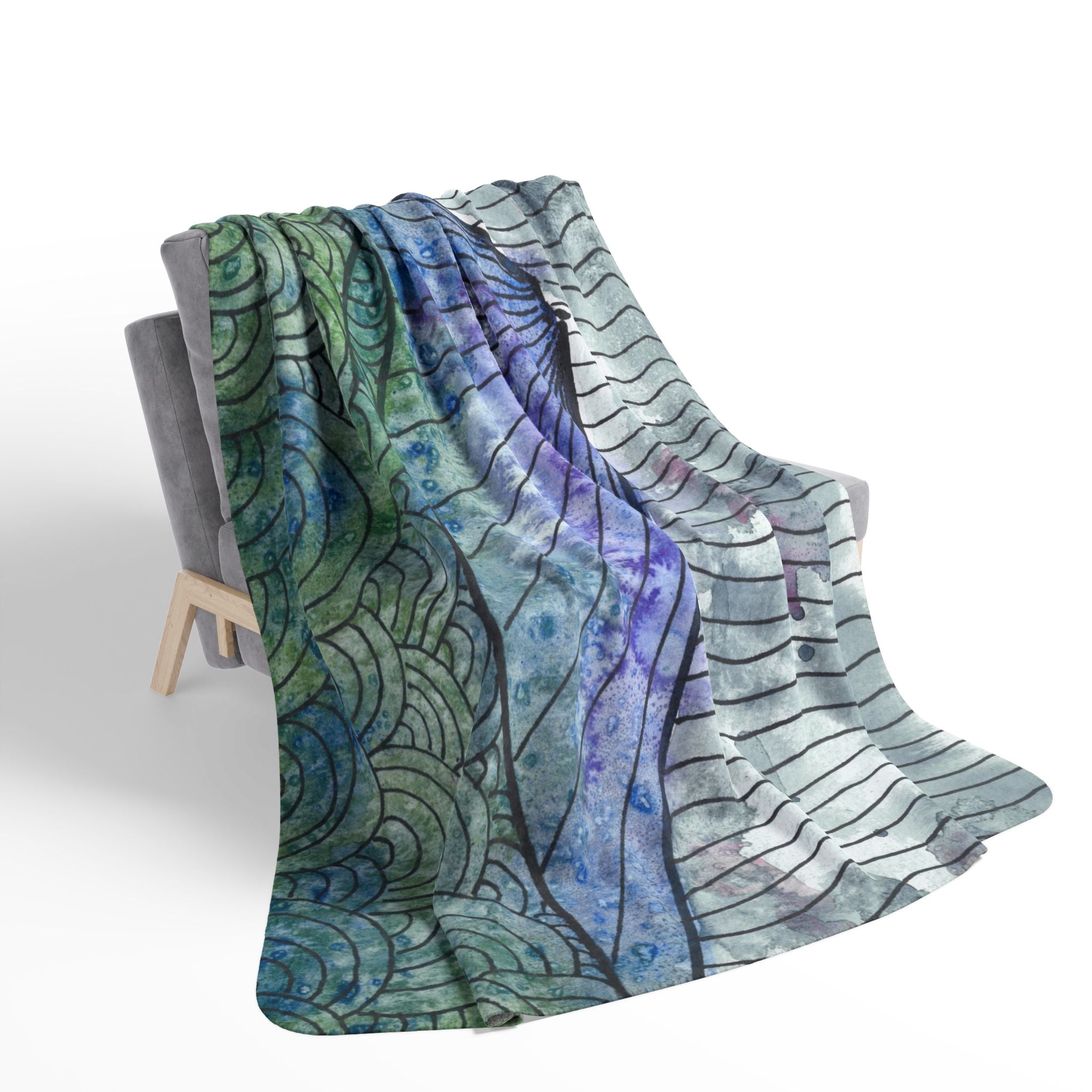 Fleece Throw Blanket, Textured Sherpa Underside, Hemmed, 2 Sizes. Colourful Abstract Design. Perfect for Bedroom, Living Room, or Special Gift #90 Rtanj Pyramid