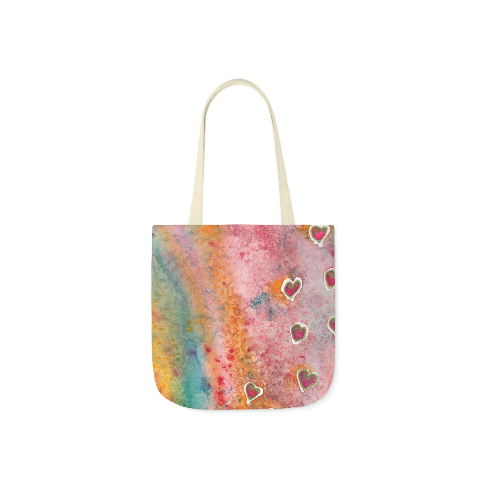 Canvas Tote Bags, Colourful Abstract Designs, 5-Color Straps, 3 Sizes.  For Family and friends or a Special Gift #96 Love Friendship Integrity