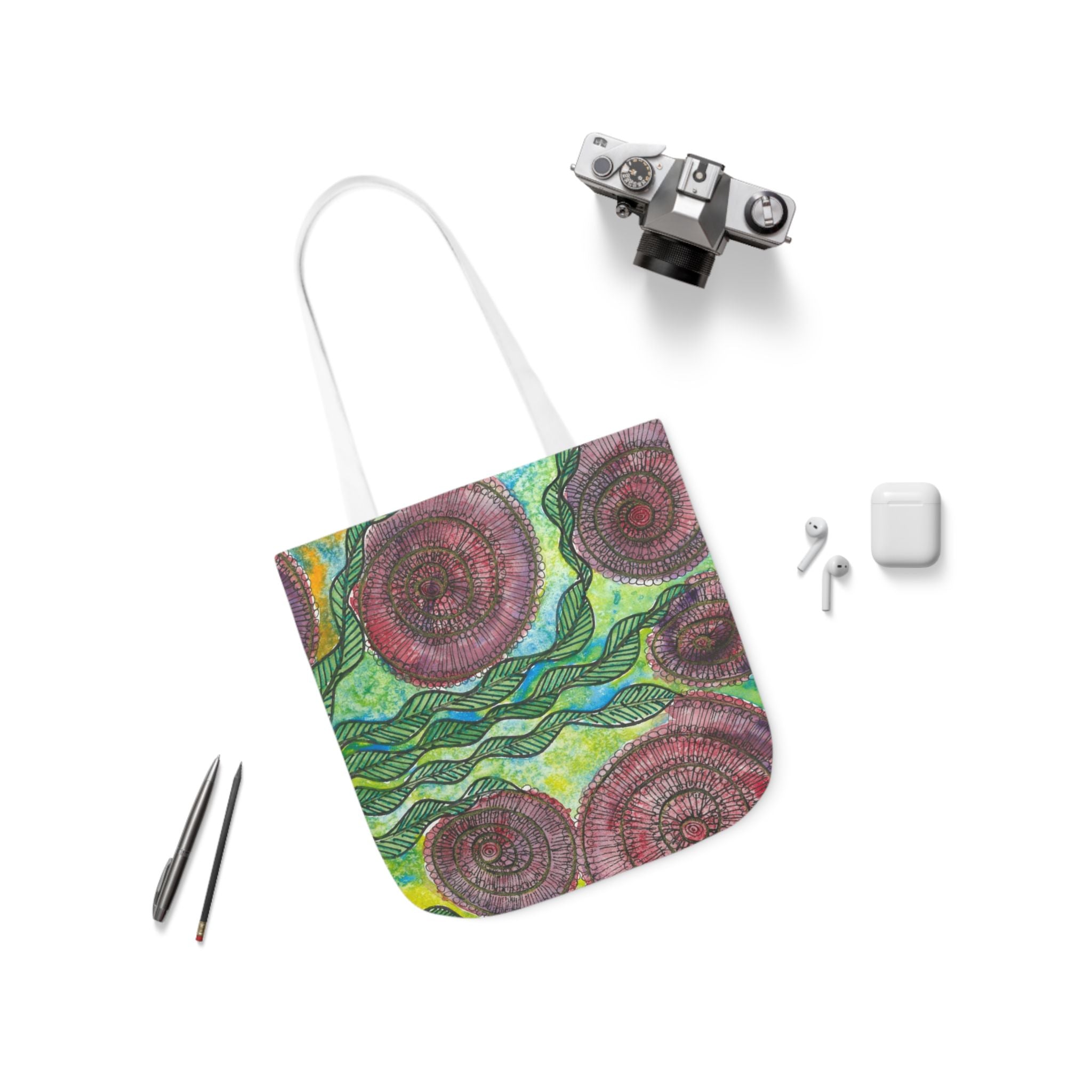 Canvas Tote Bags, Colourful Abstract Designs, 5-Color Straps, 3 Sizes.  For Family and friends or a Special Gift #35 Beetroot To Yourself