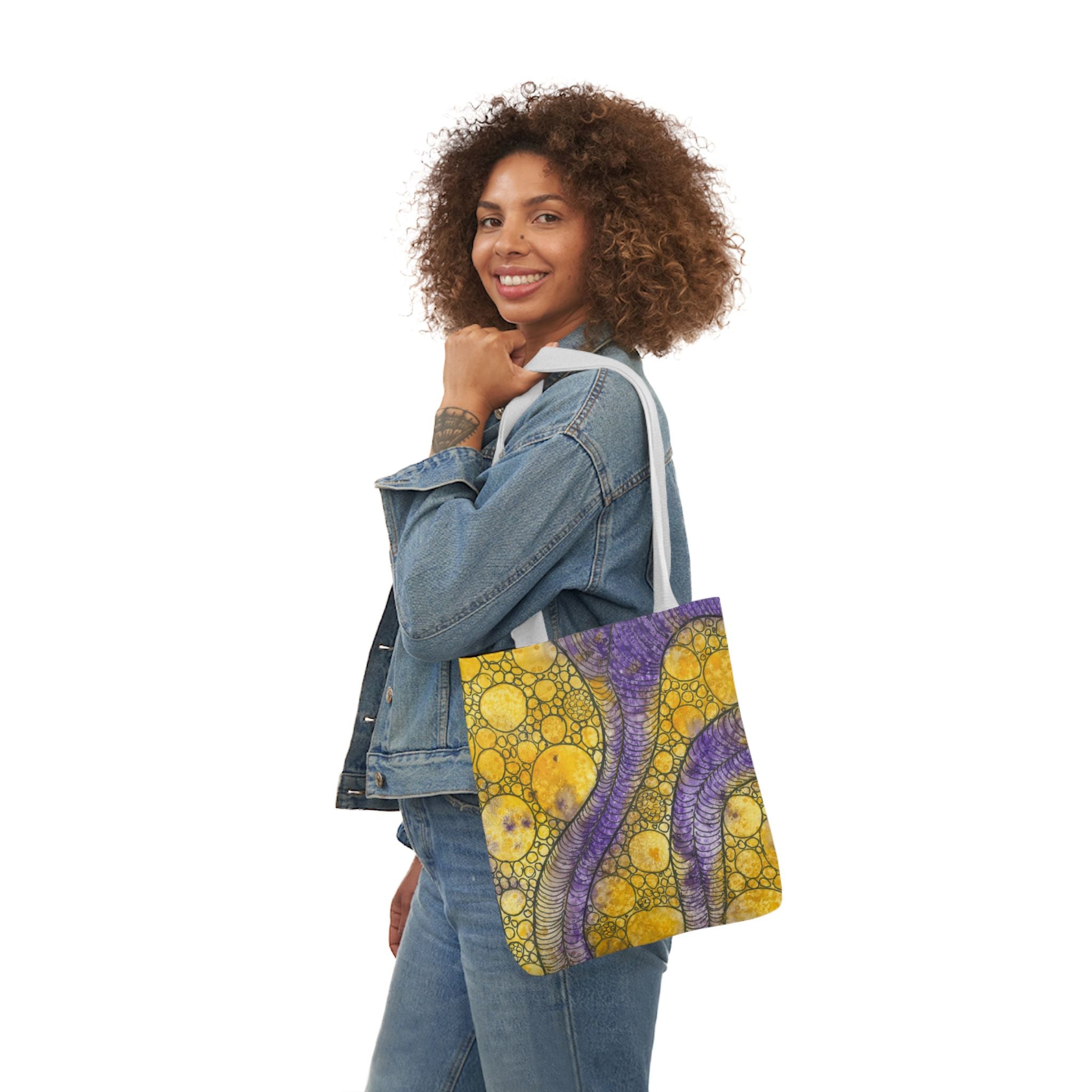 Canvas Tote Bags, Colourful Abstract Designs, 5-Color Straps, 3 Sizes.  For Family and friends or a Special Gift #64 Is Now A Good Time